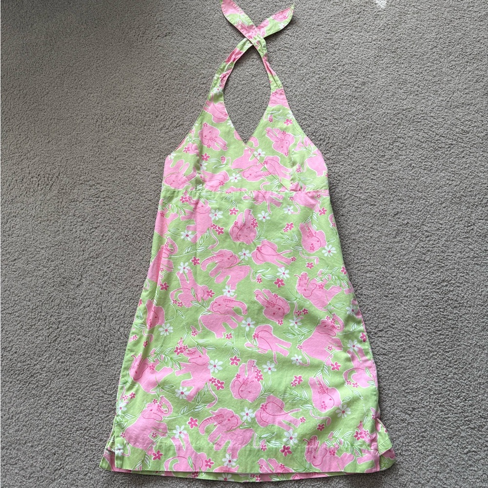 Vintage Lilly Pulitzer Pink and Green Elephant Dress
